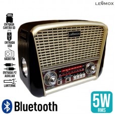 Caixa de Som Bluetooth Retrô LES-J107 Lehmox - Dourada
